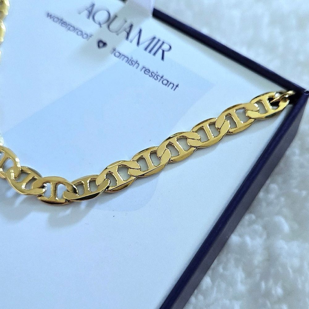 Aquamir Waterproof Gold💛 Flat Mariner⚓️ Link Chain⛓️ Anklet🦶 - NIB - Picture 10 of 15